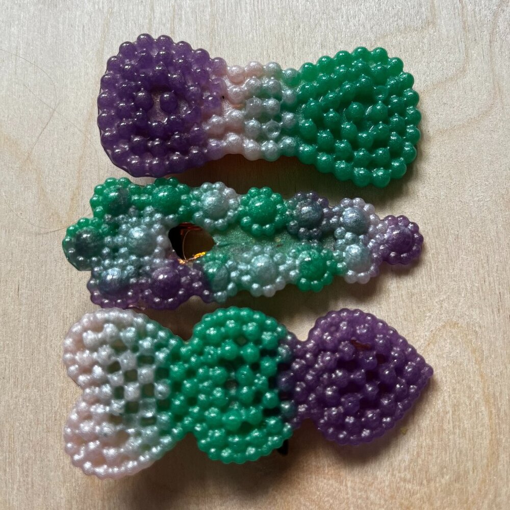 Handmade Beaded Hair Clips – Mermaid Colors